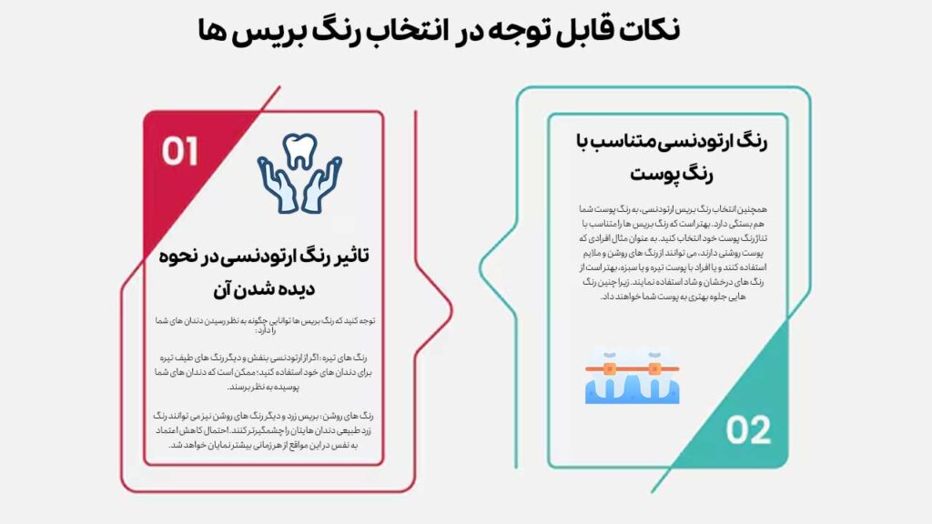 نکات قابل توجه در انتخاب رنگ بریس ها